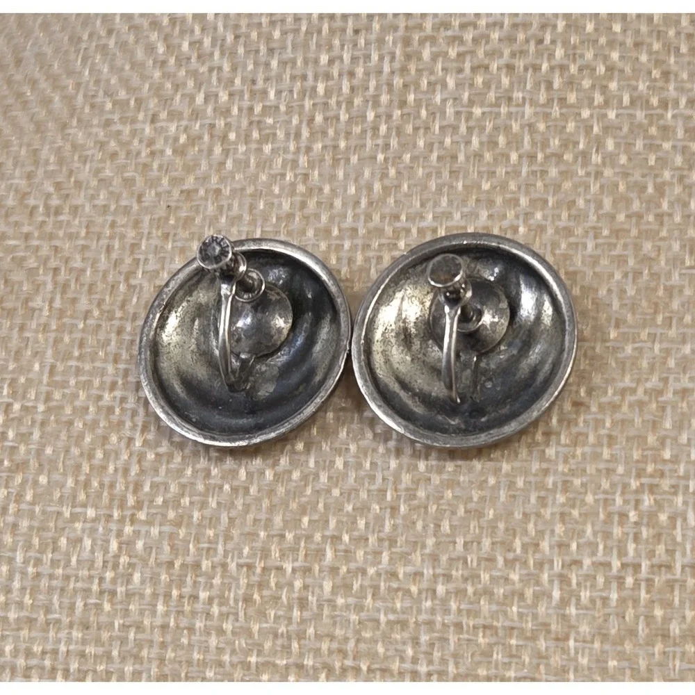 Unique‎ Vintage Sterling Silver Screw Back Earrings